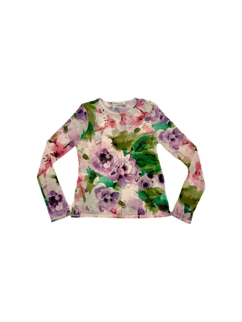 RM Rebecca Minkoff Watercolor Floral Sheer Mesh Top Multicolor – Size Small